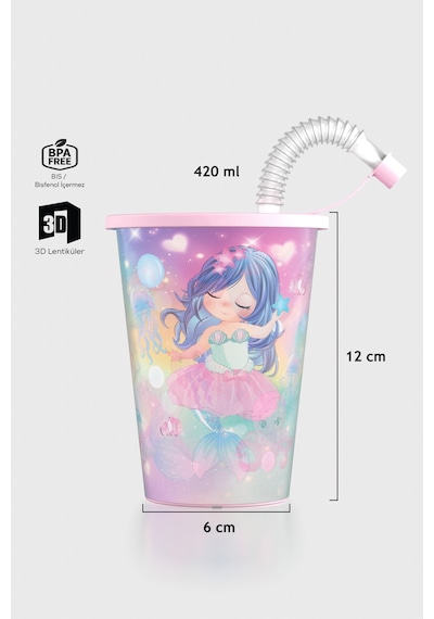 Renga Layt Kids Desenli 420 Ml Pipetli Pp Bardak 142025 Pembe Pembe