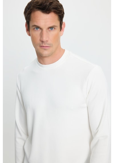 Tudors Erkek Relax Fit Rahat Kesim Uzun Kollu Ekstra Yumuşak Bisiklet Yaka Ekru Sweatshirt-41869 Ekru