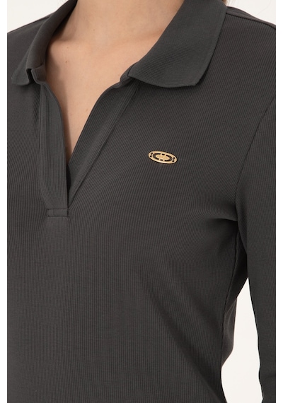 U.S. Polo Assn. Kadın Antrasit Polo Yaka Mini Boy Örme Elbise 50299041-VR006