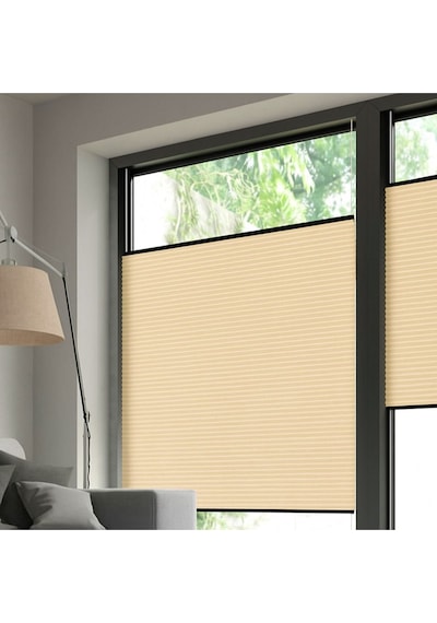 Perdema Yapışkanlı Honeycomb Plise %100 Karartma Cam Balkon Perdesi - Ofis Perdesi - Mutfak Perdesi - Salon Krem