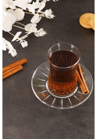 Elysia Çay Bardağı Çay Takımı Seti 12 Parça Çay Seti 6 Kişilik Beyaz