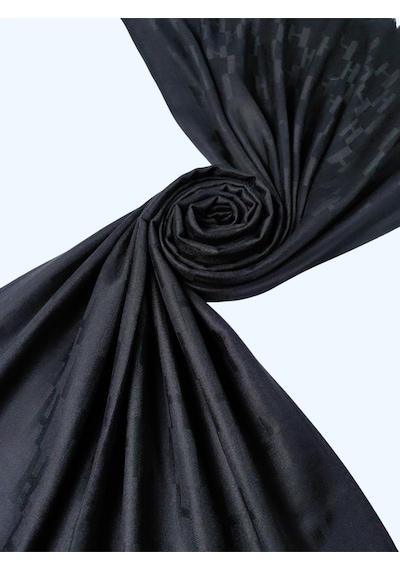 Mim Eşarp Işıl İpek - H Desen Kaşmir İpek Şal 75x190 Cm Siyah