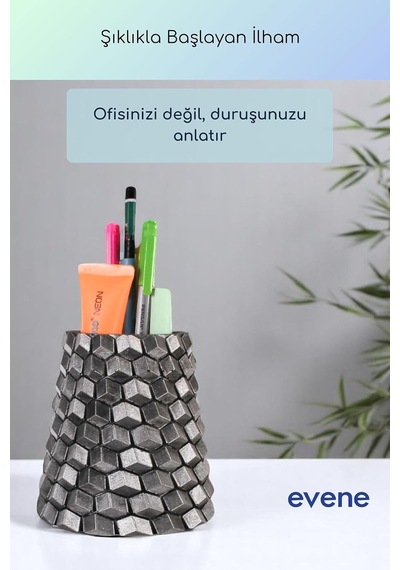 Tr Kalemlik Masa Kalemliği Organizer Kalemlik Gümüş Eskitme Renk Model 84 Genel