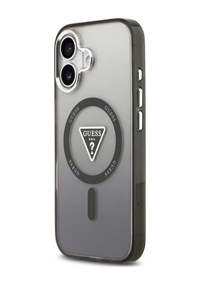 Apple Uyumlu iPhone 17 Kılıf Guess Lisanslı M-safeli Iml Baskılı Üçgen Logolu Metal Kamera Çerçeveli Siyah Siyah
