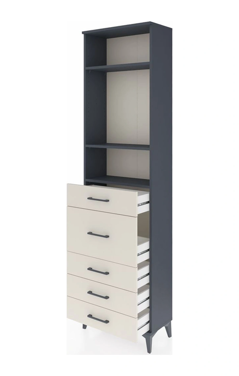 Arges Dolap 3 Raflı 5 Çekmeceli 60x30x221 Antrasit-aytaşı Antrasit