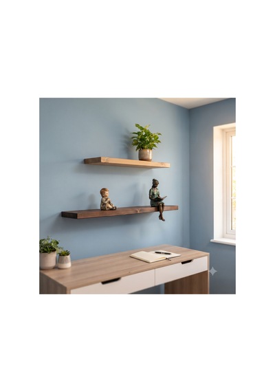 Doğal Masif Çam Ahşap Yüzen Raf , Salon , Mutfak , Banyo Raf Şeffaf
