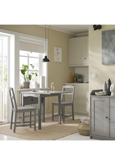 Ikea Gri Geniş Yemek Masası - Katlanır Mutfak Masası