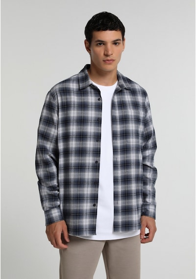 Colin's Colins Regular Fit Shirt Neck Ekoseli Erkek Lacivert Uzun Kol Gömlek Cl1082130 Q1.v1 Nav