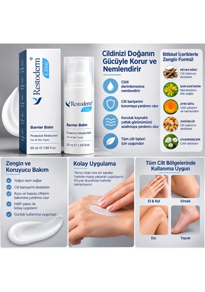 Restoderm Clinic Barrier Balm 50 Ml Yoğun Nemlendirici Ve Cilt Bariyeri Destekleyici Bakım Kremi