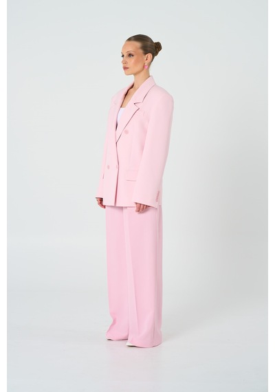 Thalure Kadın Pembe Oversize Kruvaze Blazer