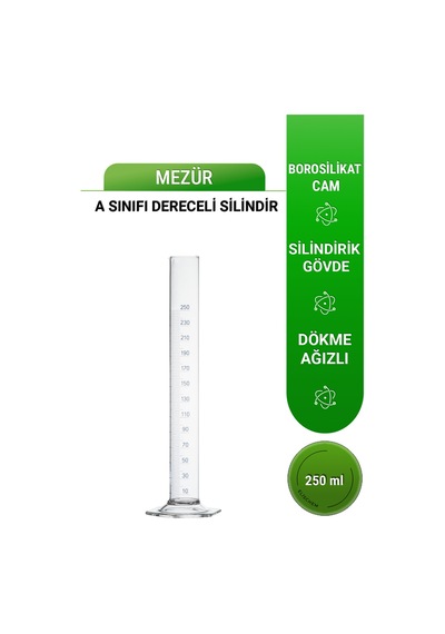 Mezür 250 Ml A Sınıfı Uzun Form Hexagonal Cam Taban