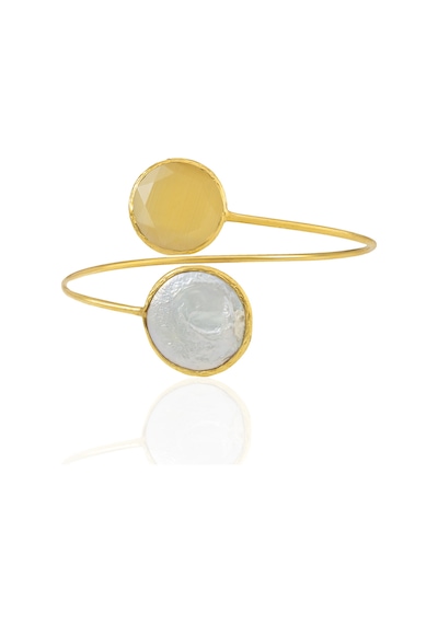 Kadir Jewellery 22 Ayar Altın Kaplama Ayarlanabilir İnci Bilezik Sarı