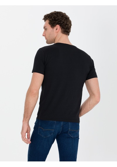 Siyah Bisiklet Yaka Slim Fit T-shirt