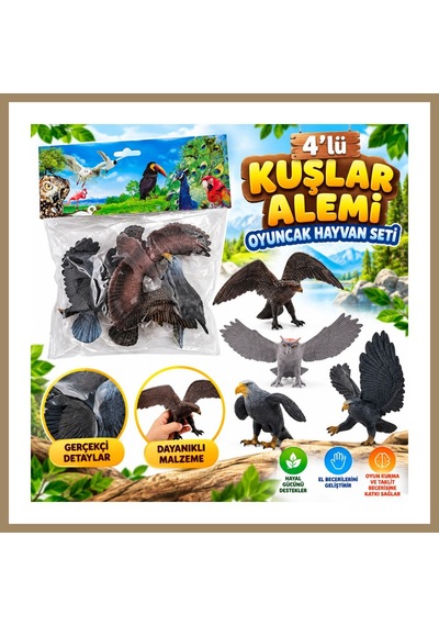 Bezos Dmn058-4 4lü Kuşlar Alemi Oyuncak Hayvan Seti 22