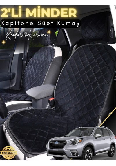 Subaru Forester Uyumlu 2'li Süet Oto Koltuk Minderi Terletmez Kolay Montaj Oto Aksesuar A2 Siyah