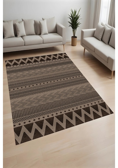 Rovigo Home Dijital Baskı Yıkanabilir Kaymaz Taban Salon Halısı Ve Yolluk Rv111-fnl417 Kahverengi