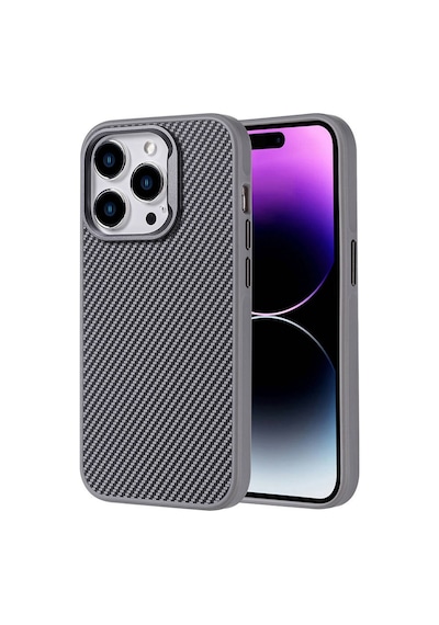 Apple Uyumlu iPhone 15 Pro Max İle Kılıf Magsafe Şarj Özellikli Karbon Fiber Görünümlü Kapak