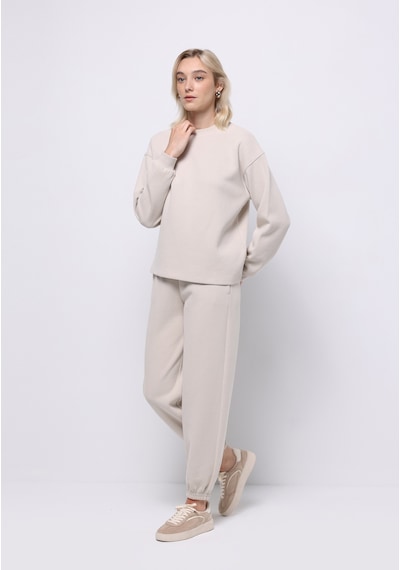 Colins Regular Fit Orta Bel Düz Kadın Bej Eşofman Altı Cl1076454 Q1.v2 Lbg Light Beige