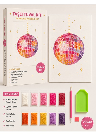 Bedazzling Taşlı Tuval Kiti Küçük Boy Disko Topu 1 Adet
