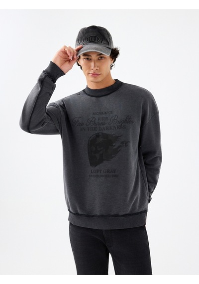 Oversize Fit Erkek Sweatshirt Antrasit