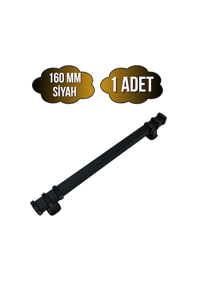 Kare Çizgili Siyah Metal Dolap Kulpu Mobilya Ve Mutfak Dolap Kulpu Siyah 160mm 1 Adet Siyah