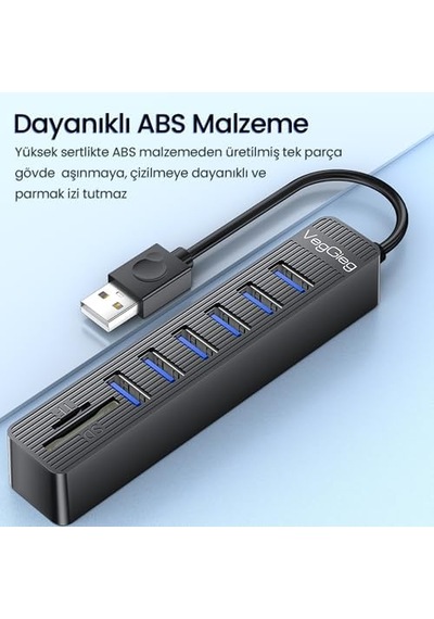 Usb 2.0 Sd Microsd Kart Okuyucu Ve 6 Port Usb Çoklayıcı Hub