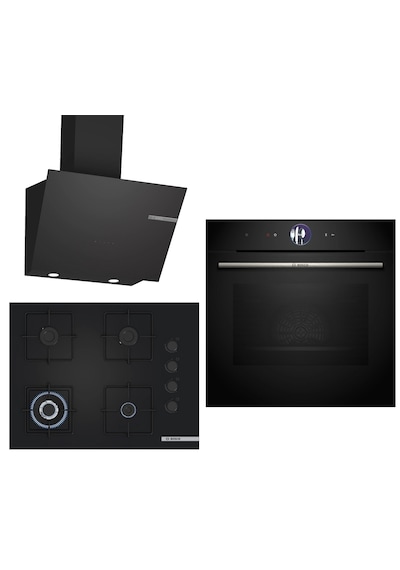 Bosch Black Deluxe HBG7764B1 4D Hot Air - POH7C6P31O 3D Fry 67 CM Wok Bek - DWK66PJ60T 3 Lü Ankastre Set 608