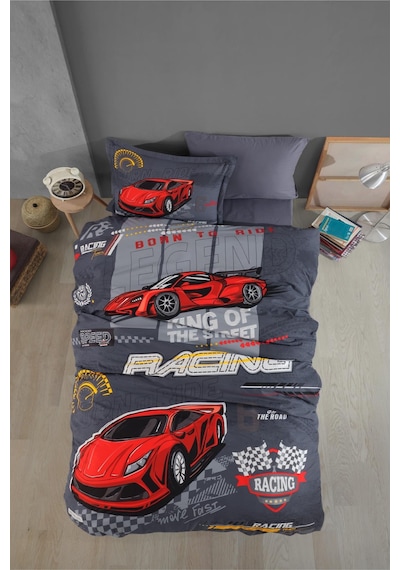 Clasy Racing Team Mavi %100 Pamuk Tek Kişilik Nevresim Takımı Mavi