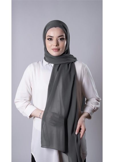 Hürrem Bone Antrasit Pratik Hazır Geçmeli Şal Şifon Kumaş Hijab Bone 3009 25