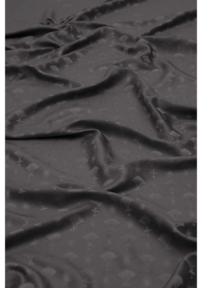 Imannoor Karanfil Monogram Koyu Gri İpek Şal 68x200 Gri