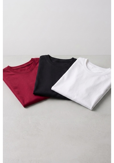 Kiagu Kız Erkek Çocuk Basic Tişört 3'lü Set Pamuklu Kısa Kollu Çocuk Tişört 2-13 Yaş T-shirt 3'lü Set3
