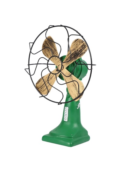 Nealdin Retro Nostaljik Fan Figür Dekor Siyah Yeşil Reçine Ev & Kafe Dekorasyonu 17 10 25 Cm