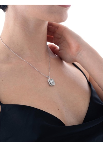 Nochediamond 1,06 Karat Baget Pırlanta Kolye-605