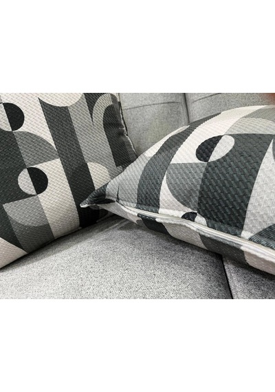Nıvemeshome Geometrik Gri-siyah Desenli 45x45 Kırlent Kılıfı Çok Renkli