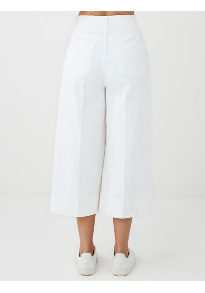 Jimmy Key Ekru %100 Pamuk Bol Paça Normal Bel Kısa Denim Pantolon 5sw184736110