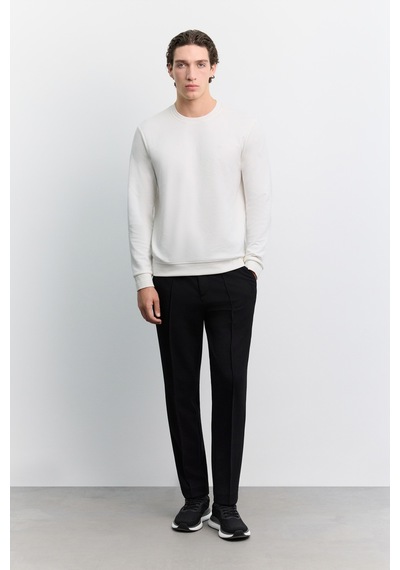 Avva Erkek Ekru Bisiklet Yaka Kolay Ütülenen Regular Fit Sweatshirt B001035