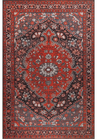 Foldy Vintage Desenli Dokuma Taban Dekoratif Kırmızı Halı Fl 46 Kırmızı 10