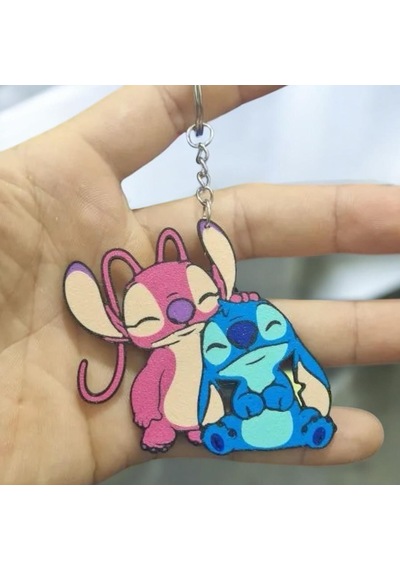 Stitch E Angel 8 Cores Sevimli Figür Karakter Anahtarlık Çok Renkli