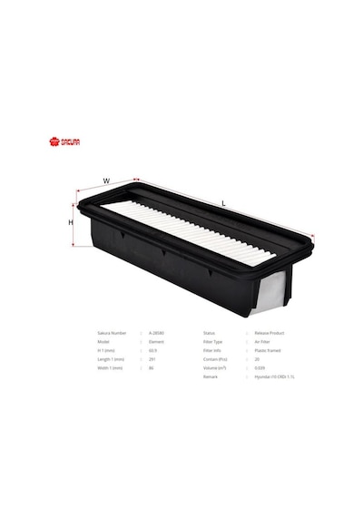 SAKURA A28580 Hava Filtresi İ10 08-11 1.1 CRDI
