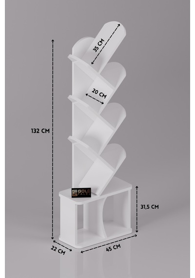 Yaprak Kitaplık Suntalam Beyaz 45x132 Çok Renkli