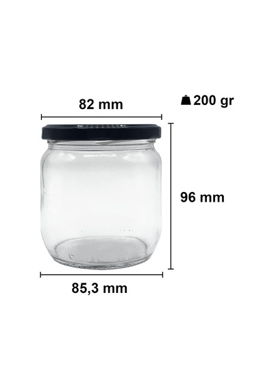 Afracam 425 Ml Metal Siyah Kapaklı Şeffaf Cam Kavanoz 5 Adet Çok Renkli