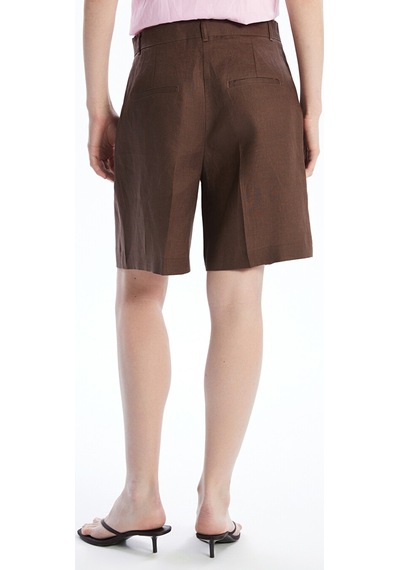 Lcw Vision Kahverengi Loose Fit %100 Keten Kadın Şort