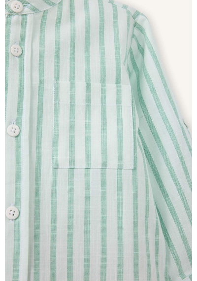 Defacto Erkek Bebek Poplin 2li Takım Çizgili Gömlek Pantolon G7103a526spgn391 Yeşil-gn391