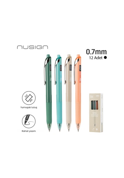 Nusıgn 0.7 Mm Jel Kalem Mavi Mürekkep Ergonomik Yazım Kalemi Blue