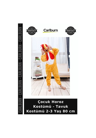 Çocuk Horoz Kostümü - Tavuk Kostümü 2-3 Yaş 80 Cm Sevimli Kostüm Etkinlik Giysisi Eğlence Tulumu Siyah