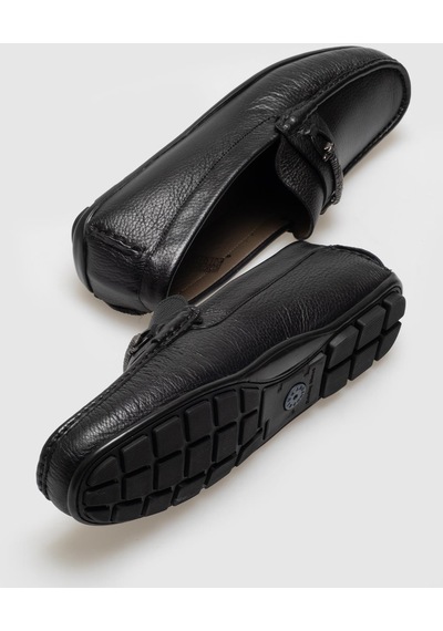 Hakiki Deri Siyah Tokalı Erkek Loafer Siyah