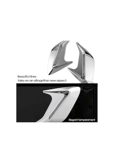 Üniversal Krom Kaput Çamurluk Venti Izgarası Sağ Sol 2 Adet Mini Scoop Vent Spor Görünümlü 1.sınıf İthal 2 Adet Silver Gümüş 00 Şüscaroto Aksesuar