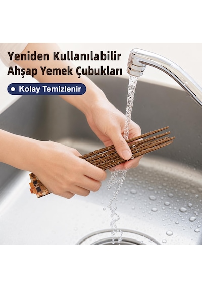 Valkyrie 5 Çift Ahşap Japon Yemek Çubuğu Seti Kutulu 22,4 Cm El Yapımı Sushi Chopstick