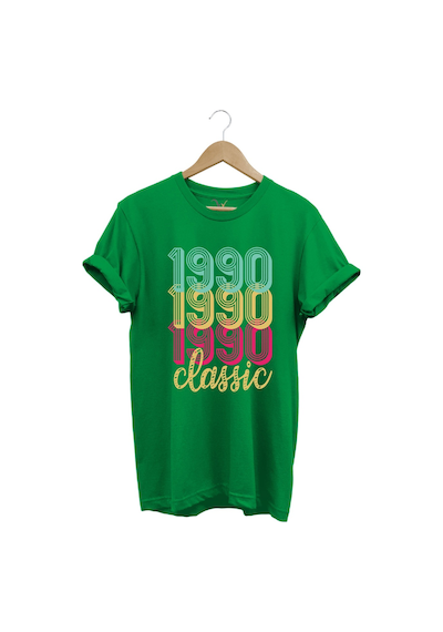 1990 Retro Vintage Classic Baskılı %100 Pamuk Regular Fit Unisex T-shirt Yeşil