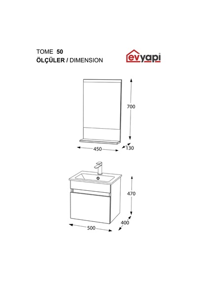Biani Tome 50 Cm Banyo Dolabı Renk Latte
